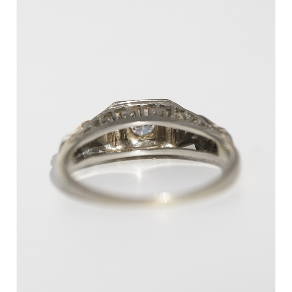 Antique 18k Solid‎ Multi Colored Gold Filigree Engraved Natural Diamond Ring